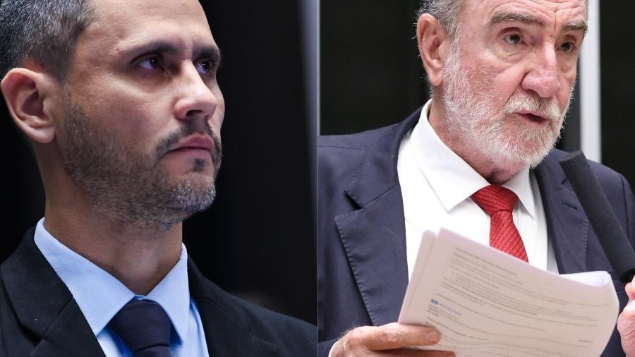 Cleitinho e Patrus Ananias em montagem sobre a disputa em Minas Gerais.